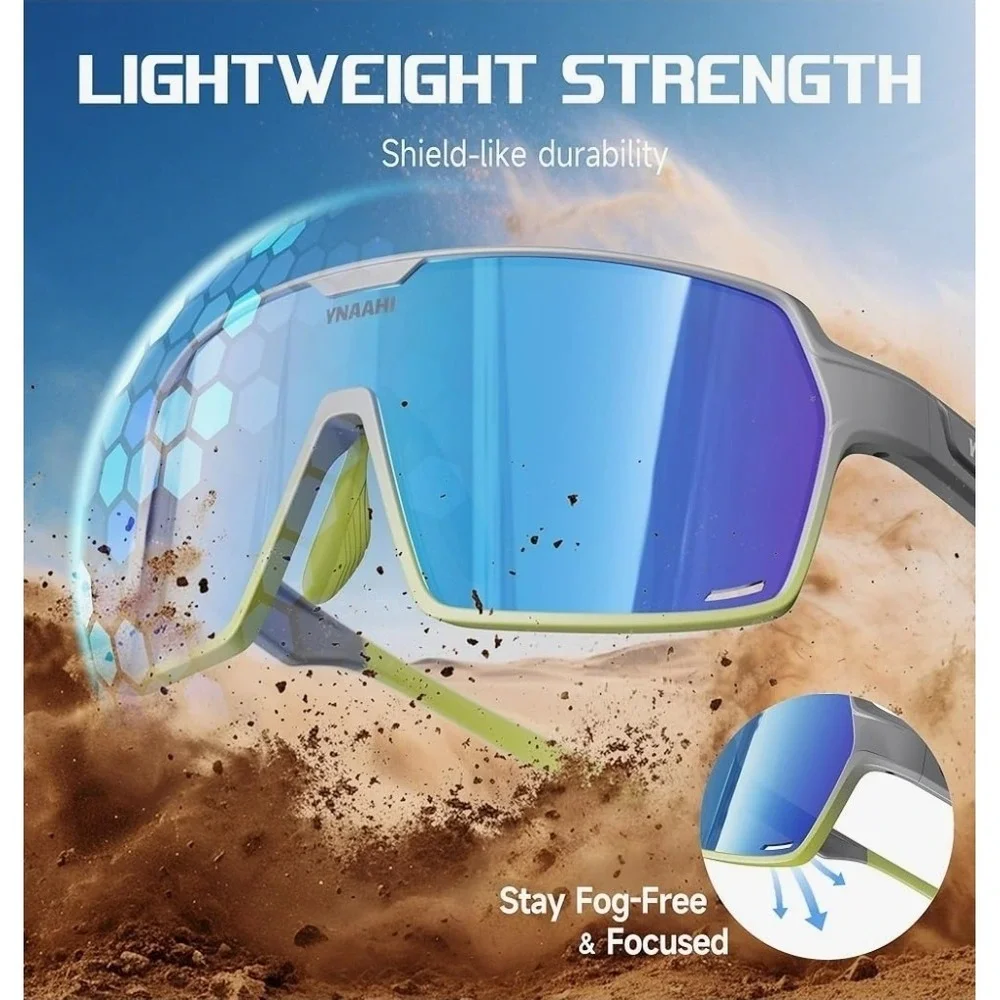 YNAAHI Shield Sport Sunglasses UV400 TR90 Lightweight Cycling Glasses